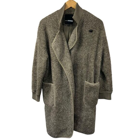 Plenty by Tracy Reese Taupe Sherpa Wool Blend Mohair Jacket Coat Sz P/S - Picture 2 of 16